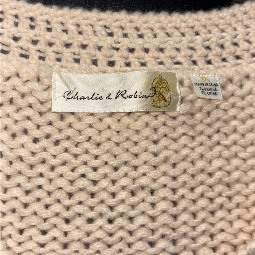 Charlie & Robin Anthropologie Cloud Knit Woven Cropped Cardigan Sweater Size S